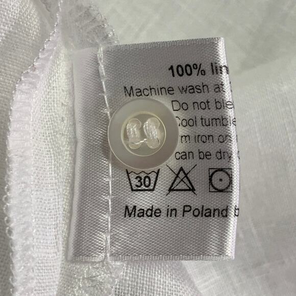 ESKANDAR Size L White Linen Oversized Button Up Shirt - Picture 6 of 7